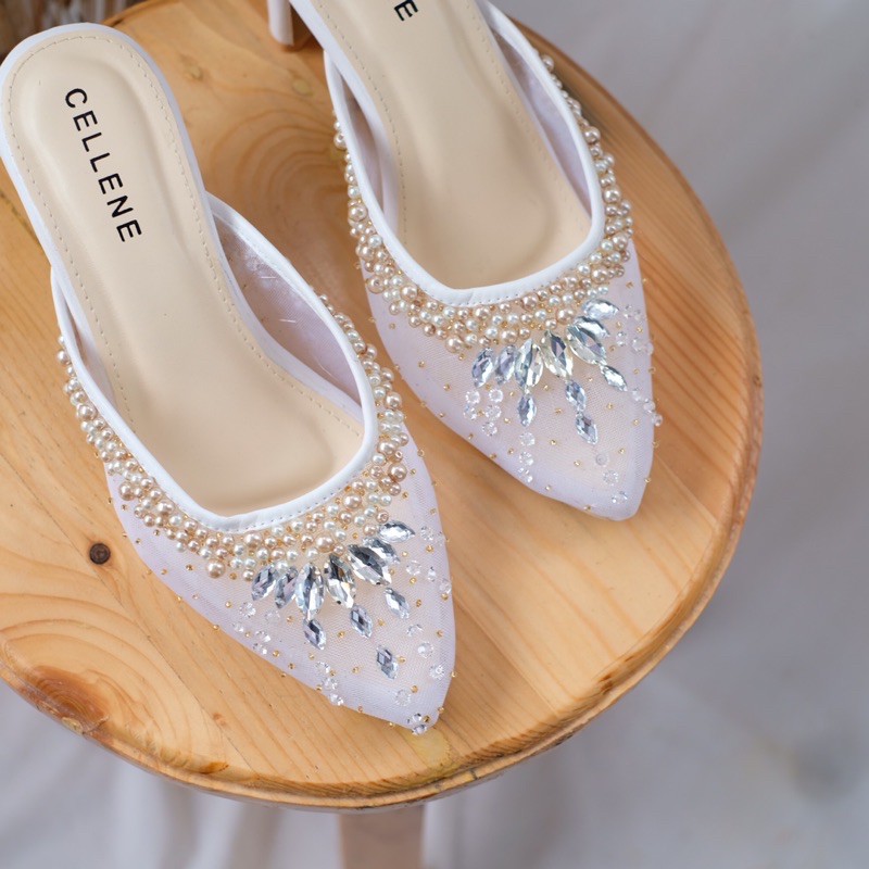 CELLENE Primrose Beads Heels (3warna) / wedding shoes 7cm payet