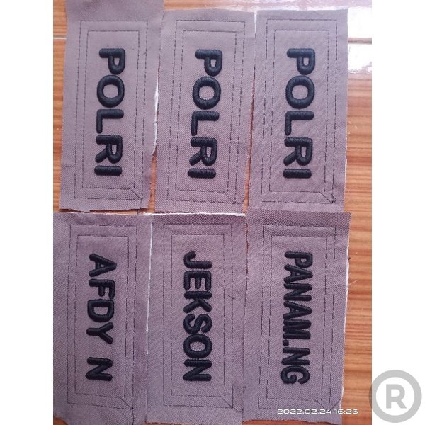 BORDIR nama NAMA BORDIR  pcs PDL TIMBUL NAMA+ POLRI Bordir Nama Custom
