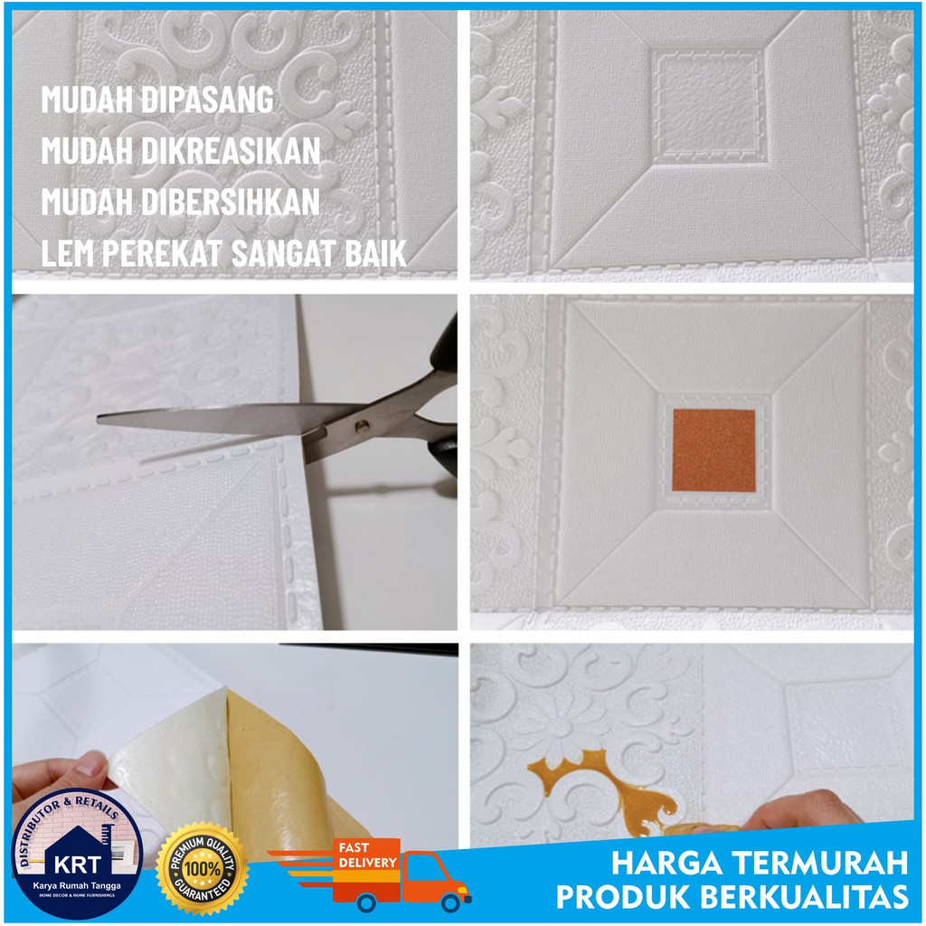 BATIK KRISTAL 70X70cm | Wallpaper Foam 3D Sticker Dinding Hiasan Dekorasi Kamar Tidur Plafon Wallfoam Kedap Peredam Suara-4
