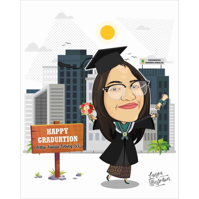 (SOFTFILE + FRAME) Karikatur / Vector / Ilustrasi cocok untuk kado Wisuda , Pernikahan, Anniversary,