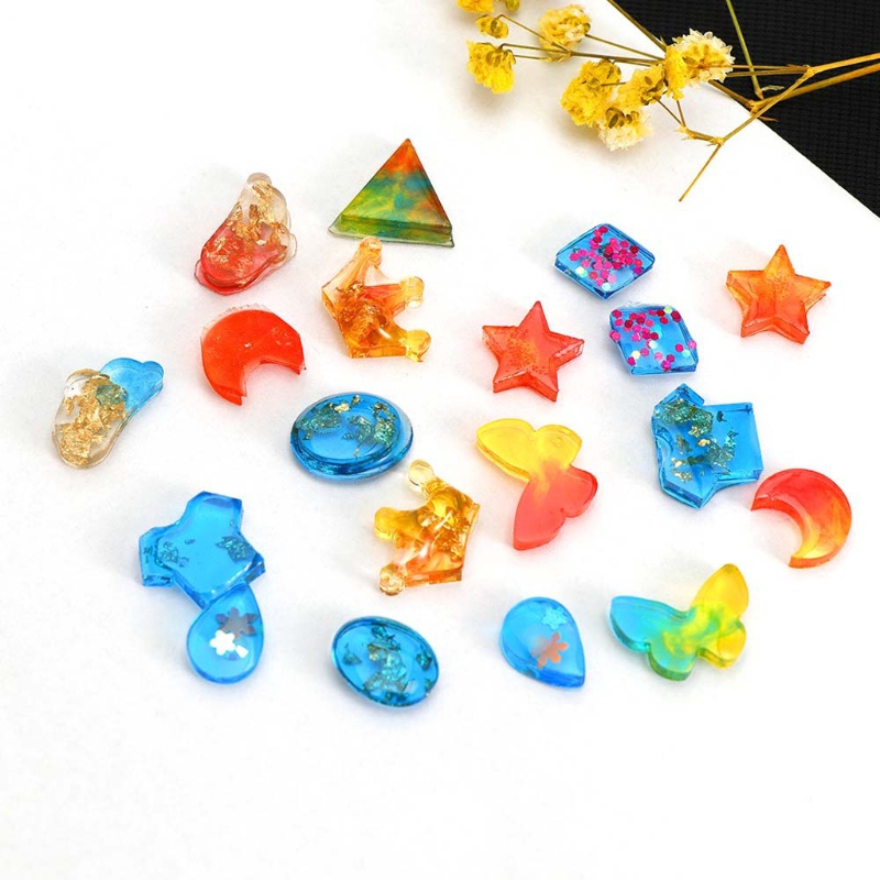 SIY  9Pcs Epoxy Resin Earrings Charms Casting Mould Jewels Shapes Ear Studs Silicone Resin Mold  Mini Earrings Molds Kit Tool