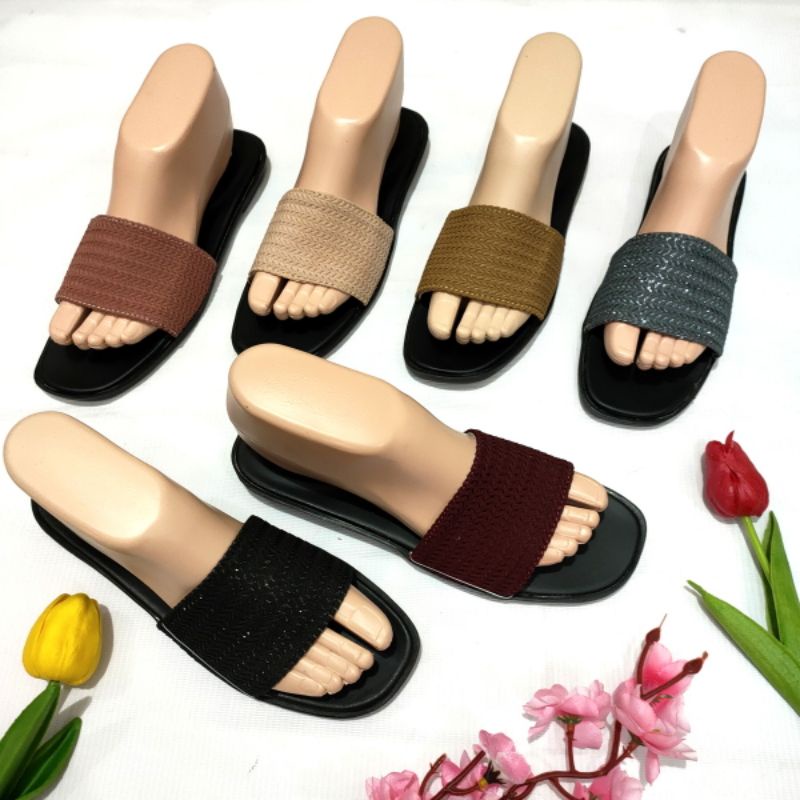 sandal wanita murah Felonie WB Selop Rajut halus Import terbaru turki