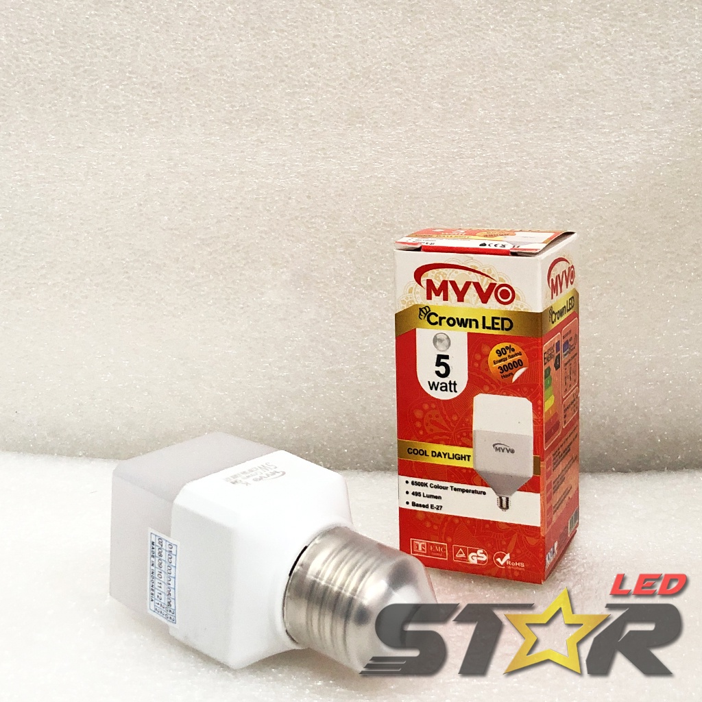 MYVO Crown LED 5W, 10W Lampu Bohlam Kotak Desain Unik Murah Hemat Energi Irit Listrik Super Terang 5 10 WATT Star