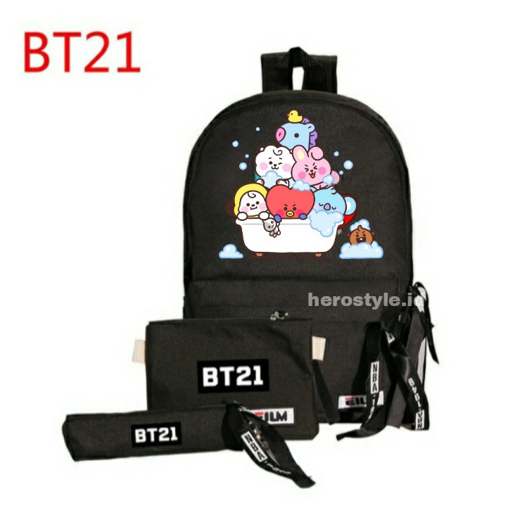TAS SEKOLAH ANAK PEREMPUAN BT21 SET 3 in 1  BARU POPULER 2022 TAS RANSEL SEKOLAH ANAK RANSEL SEKOLAH ANAK PEREMPUAN BT21 SET 3 in 1