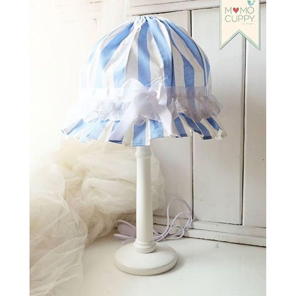 Lampu Kain Hias Biru Garis-garis ( White Classic Lamp)