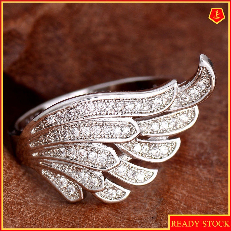 [Ready Stock]Dynamic Fashion Silver Wings Shape Full Diamond Ring