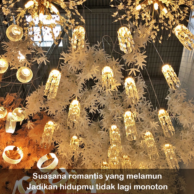 Lampu Gantung Kristal Rumbai 1 Set Isi 10 Lampu Gantung Dekorasi Wedding Event LED Lampu/Home Decor/hias Dekorasi