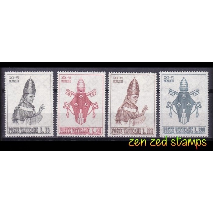 

0409 Perangko Vatican City 1963 The Crowning of Pope Paul VI 4v Mnh