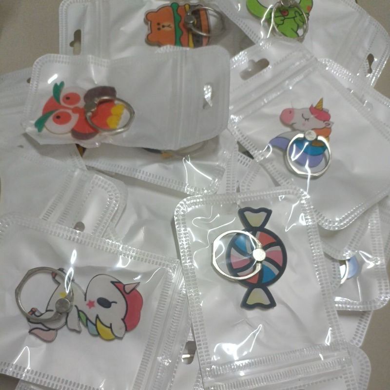 100 pcs iring partai ring hp phone holder standing hp karakter lucu