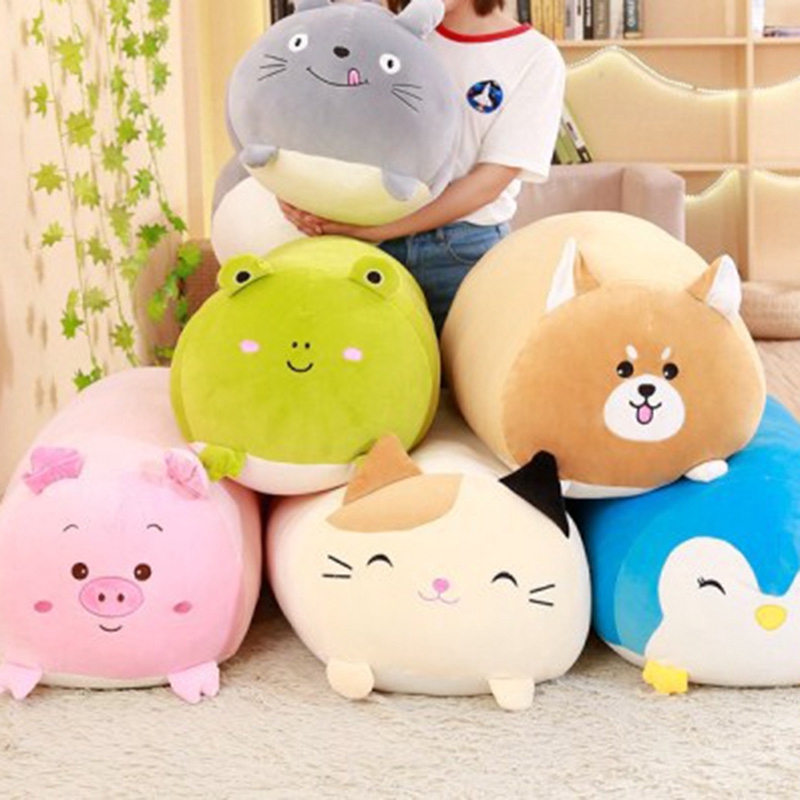 Bantal Boneka Plush Dengan Gambar Kartun Binatang Anjing Kucing Babi Katak Kodok