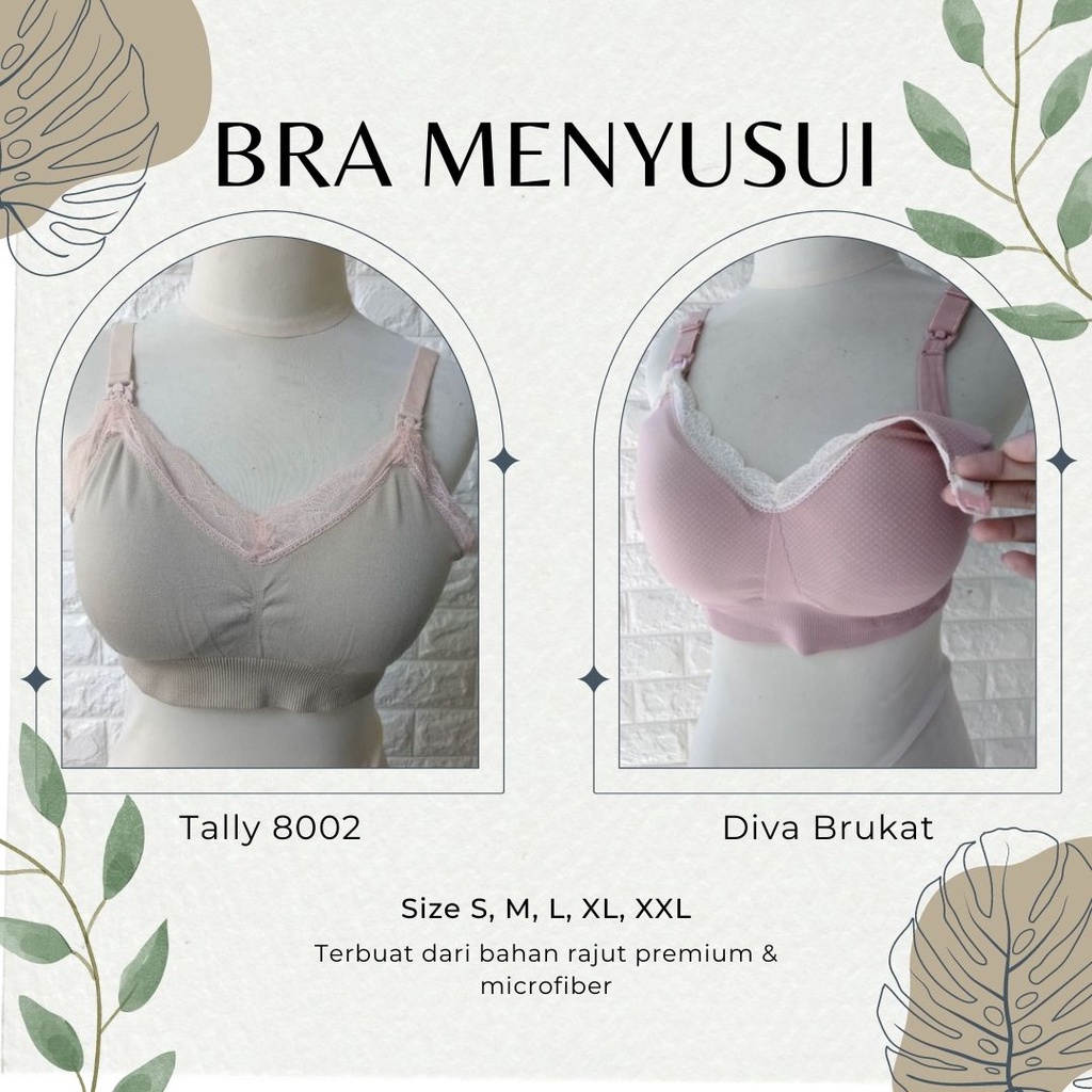 BH Menyusui Tanpa Kawat TALLY  8002  DV Brukat Nursing BRA Busa BTK bahan rajut renda seamless kait 4