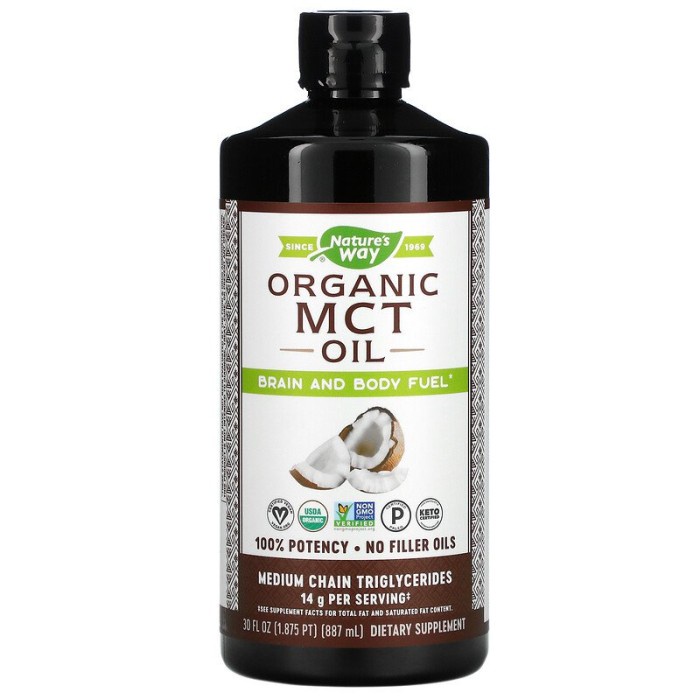 Nature's Way Organic MCT Oil 887 ml - KETO Certified - Vegan Ori USA