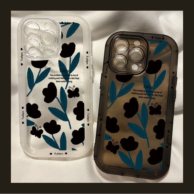 Case Silikon Transparan Desain Tulip Bahasa Inggris Untuk iphone 14promax 13pro 12 8plus 7 xr