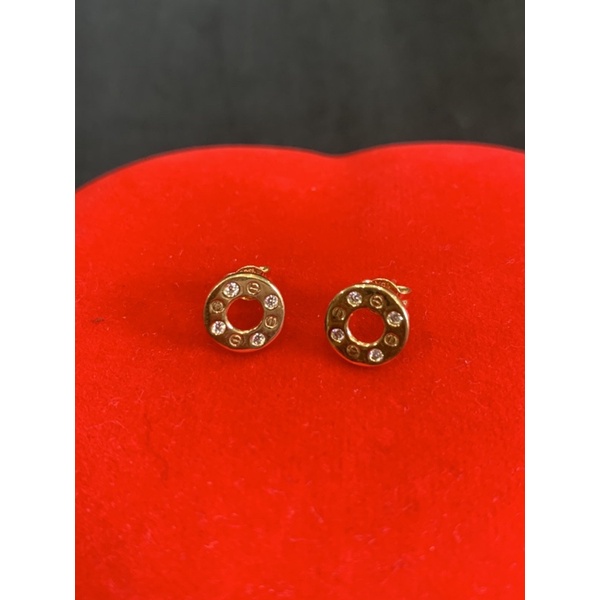 anting tusuk emas asli kdr 700 / 16 K mode bermata cartier