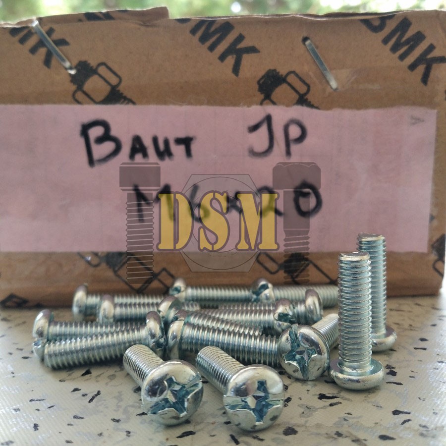 (100pcs) Galvanis Baut JP M6x20 / Machine Screw M6 Kepala Obeng Bulat