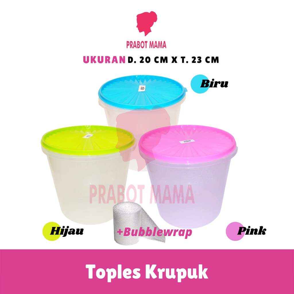 Toples Besar Transparan 16 & 11 Liter - Prabotmama / Tempat Makanan / Toples Plastik Kerupuk Cemilan