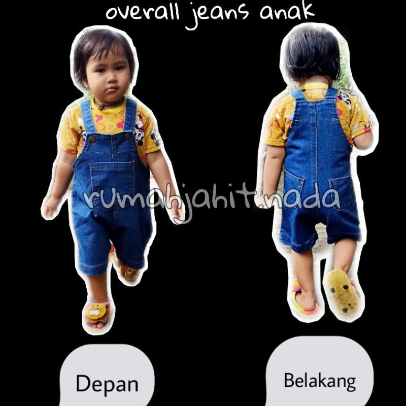 overall jeans anak unisex