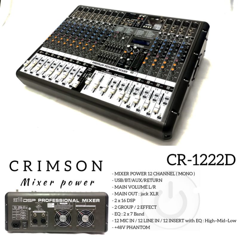 Power mixer premium 12 channel Crimson effect vocal reverb usb music player