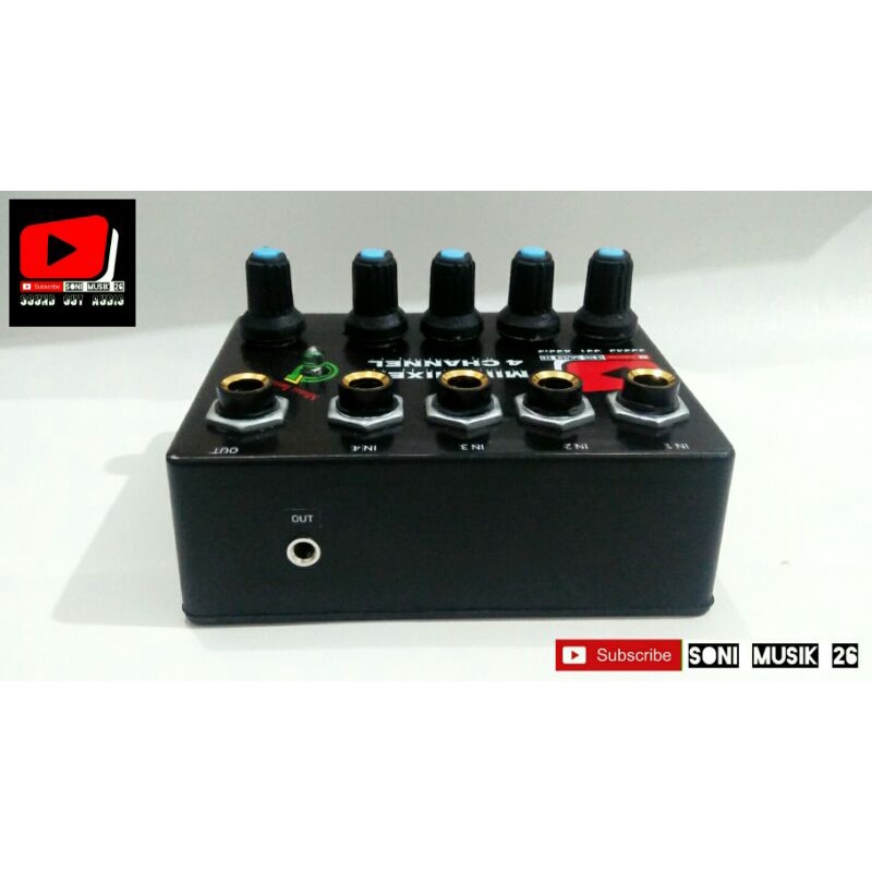 Mini Mixer 4 Channel 2 Output (Bisa Untuk Ke Soundcard V8) 9v