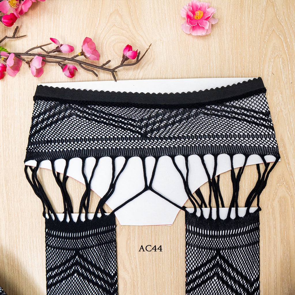 [SIAP KIRIM] LINGERIE STOCKING MOTIF SEKSI SLEEPWEAR JARING HITAM AC44