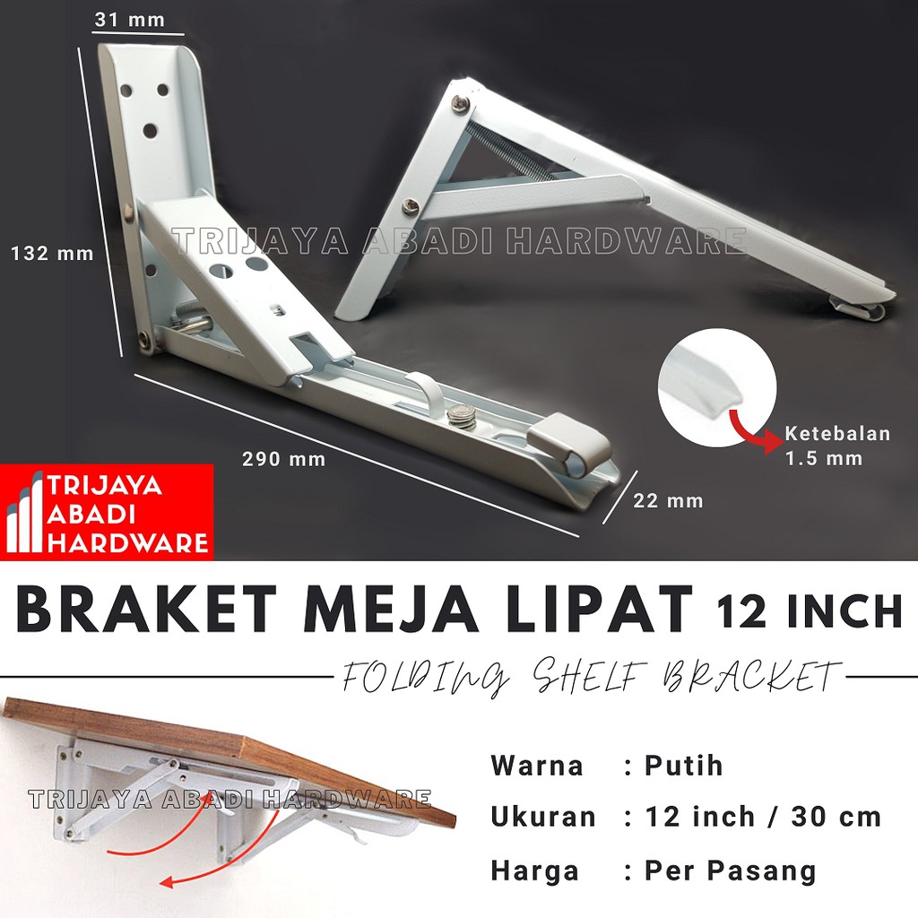 Braket Meja Lipat 12 inch / Engsel Rak Lipat 30 cm - Siji Folding Shelf Bracket