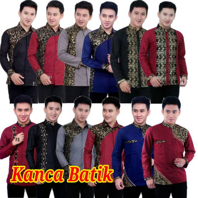 Baju Koko Batik Kombinasi Prada Lengan Panjang / Baju koko modern / Seragam Batik Pekalongan