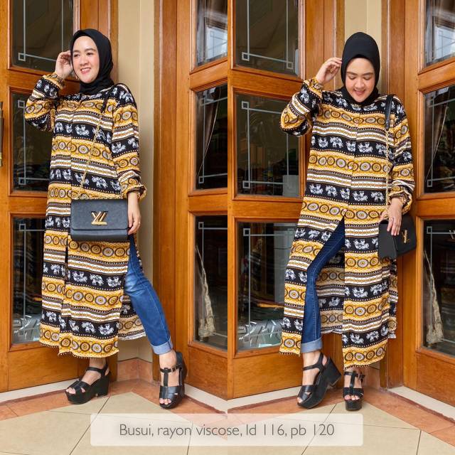 TUNIK KANCING MOTIF GAJAH BUSUI FRIENDLY