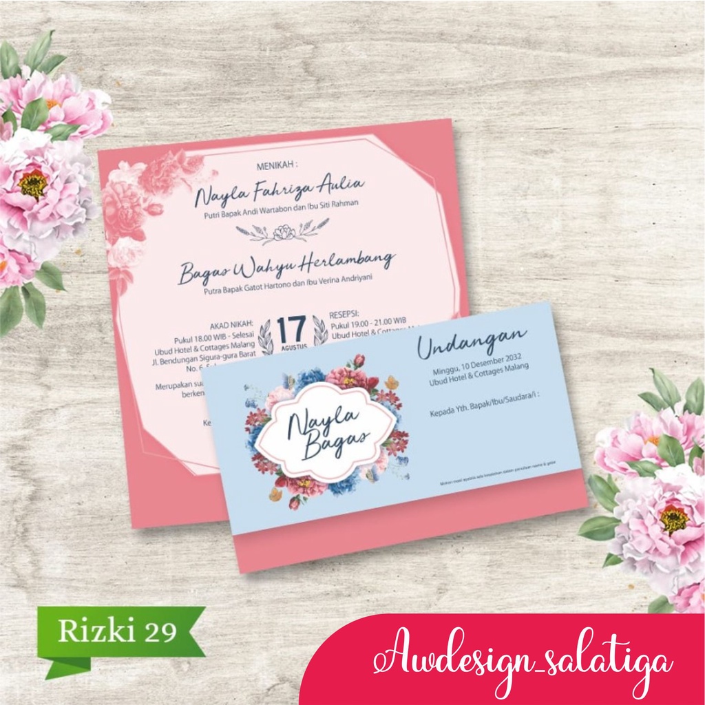 UNDANGAN PERNIKAHAN MURAH UNIK ELEGAN UNDANGAN NIKAH MINIMALIS BLANGKO  RIZKI 29