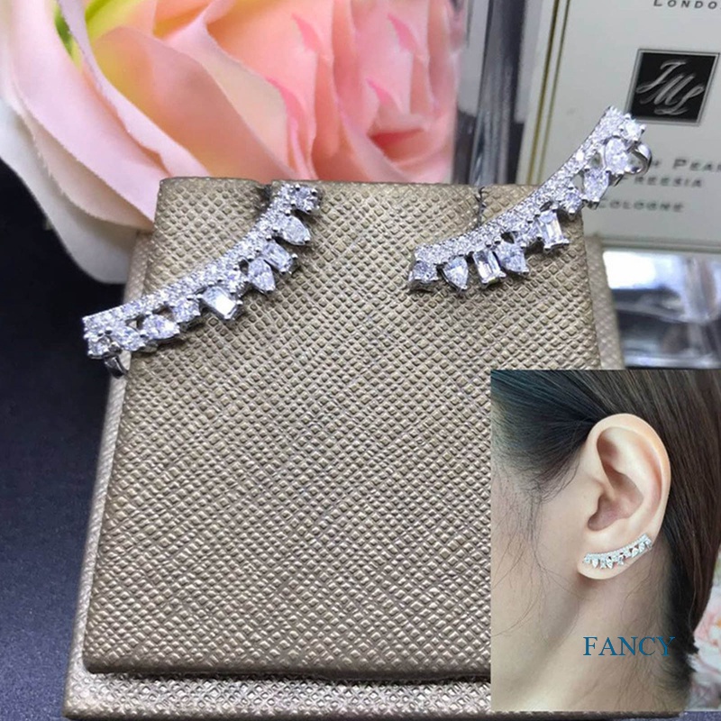 Anting Stud Cubic Zirconia Gaya Modern Untuk Wanita