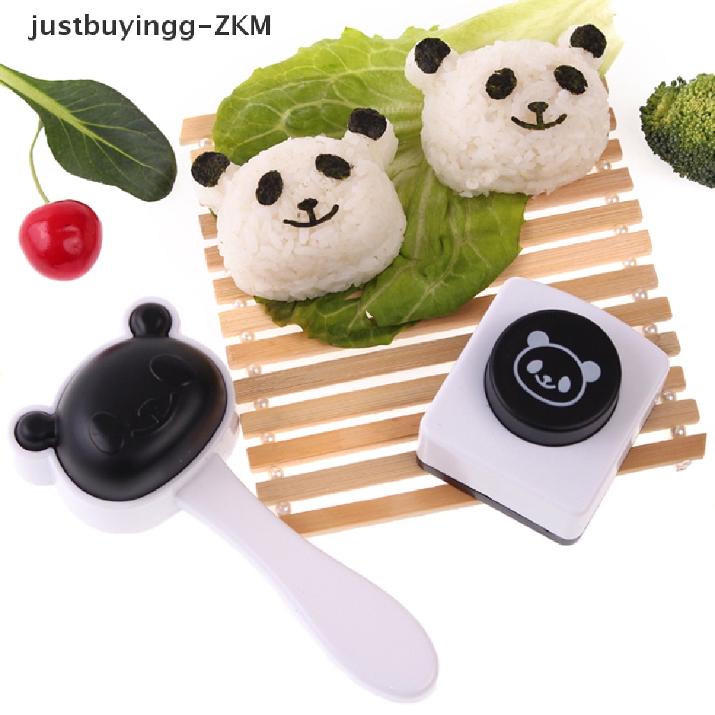 1 Set Alat Cetakan Pembuat Bola Nasi Sushi Bento Bentuk Panda Model Tekan DIY Untuk Anak