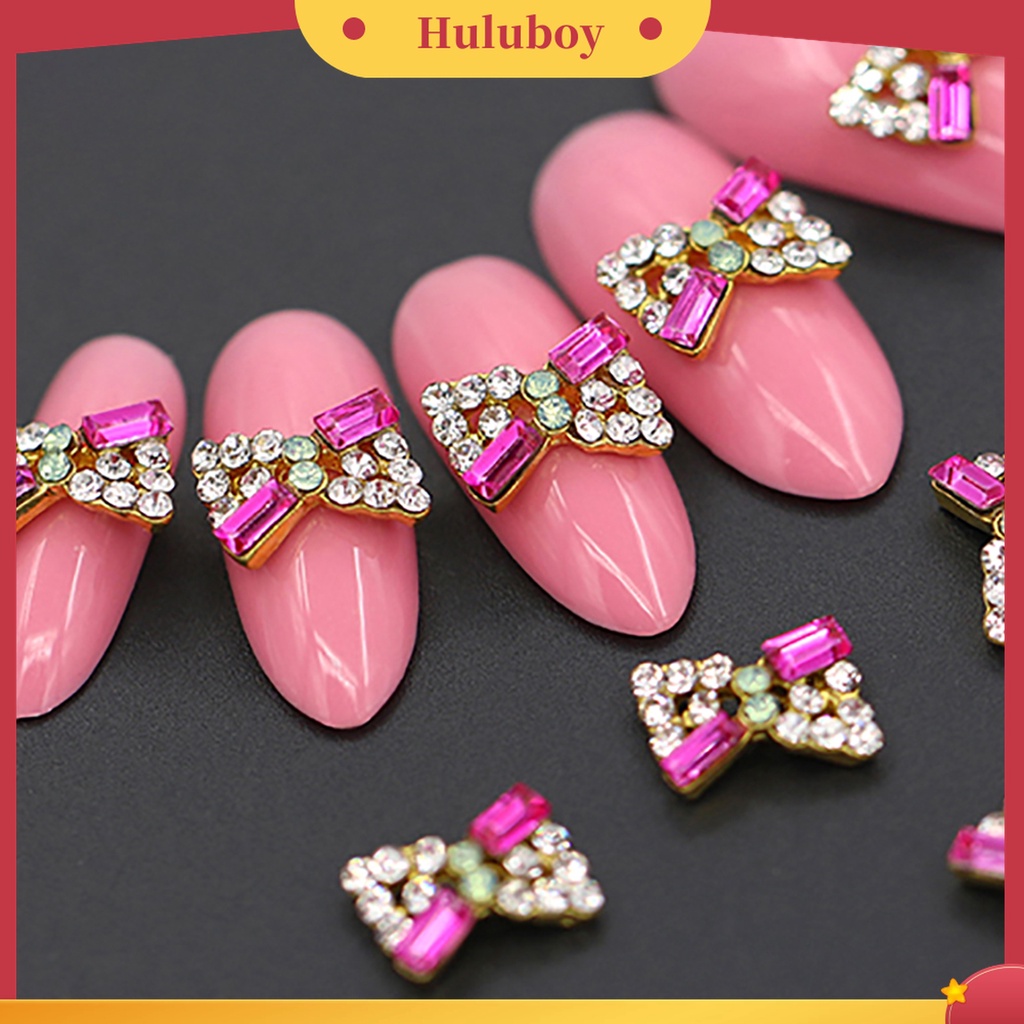 Huluboy Huluboy♡ 10pcs Stiker Kuku Bahan Alloy Aksen Berlian Imitasi Untuk Dekorasi Nail Art