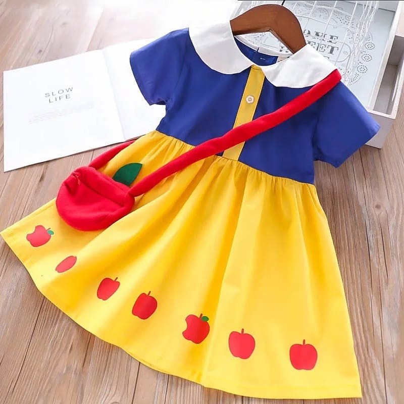 baju anak dress princess snow white apple umur 2-6 tahun