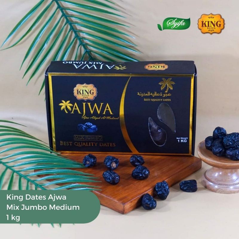 Kurma Ajwa Al Madinah Premium 1 Kg - Kurma Nabi - Kurma Ajwa Syifa 1kg - King Dates Ajwa mix Jumbo 1