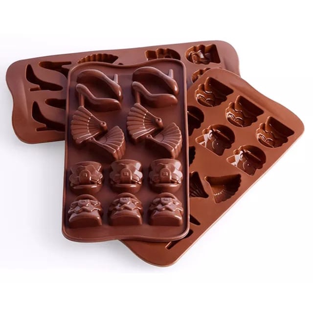 Cetakan Coklat Sepatu Tas Wanita 14 Grid Silicone Baking Molds Chocolate Cetakan Coklat Jelly Pudding Es Batu Silicone