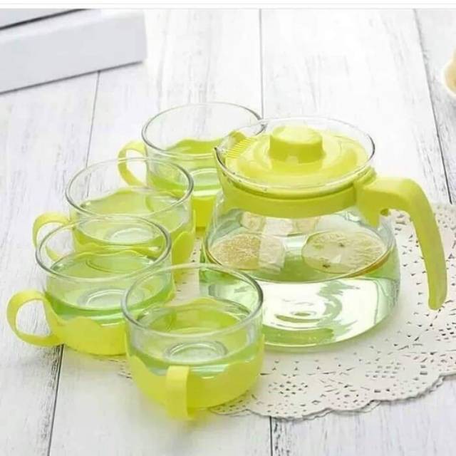 TEA POT SET  ISI 5 (1 Teko &amp; 4 Cangkir)