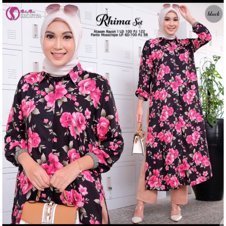 Setelan celana dan long tunik free Rhima Oneset Ori by Shofiya oneset setcel