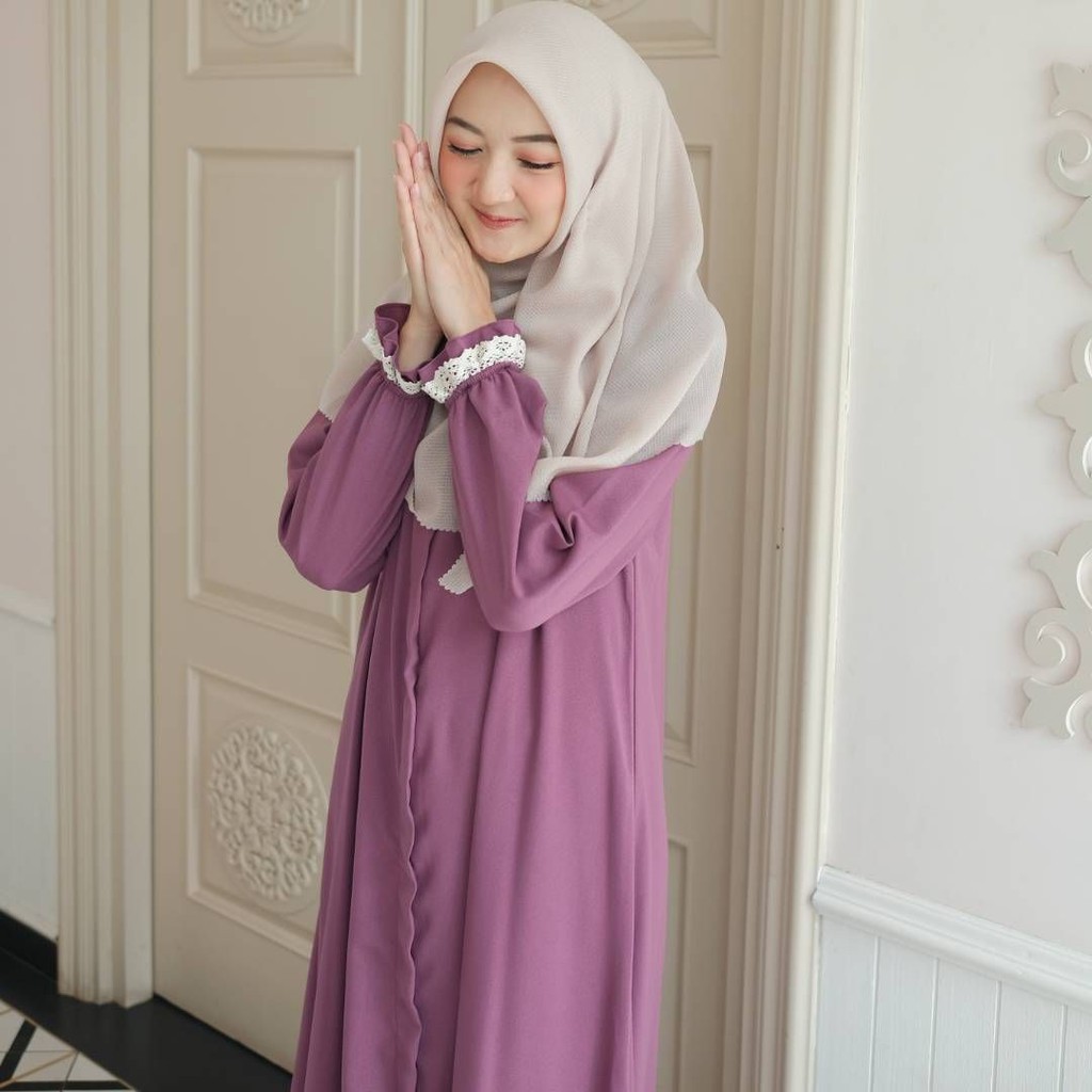Amira dress Gamis Princess Casual dress daily gamis renda baju muslimah BISA COD-Mulberry
