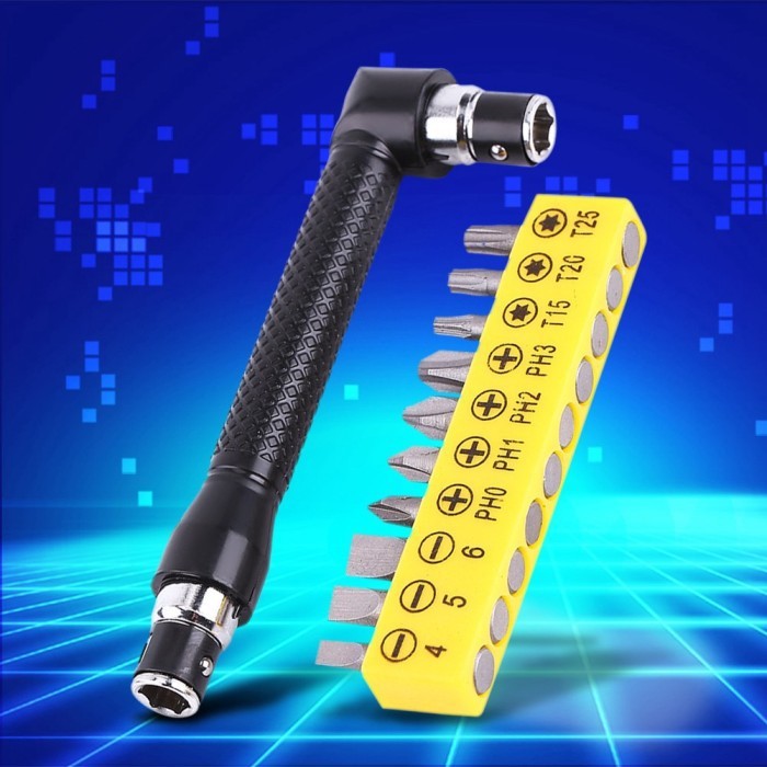 L-shaped 10 in 1 Double Head Screwdriver Sambungan Kepala Soket Socket Obeng Kunci L Siku Sudut 10