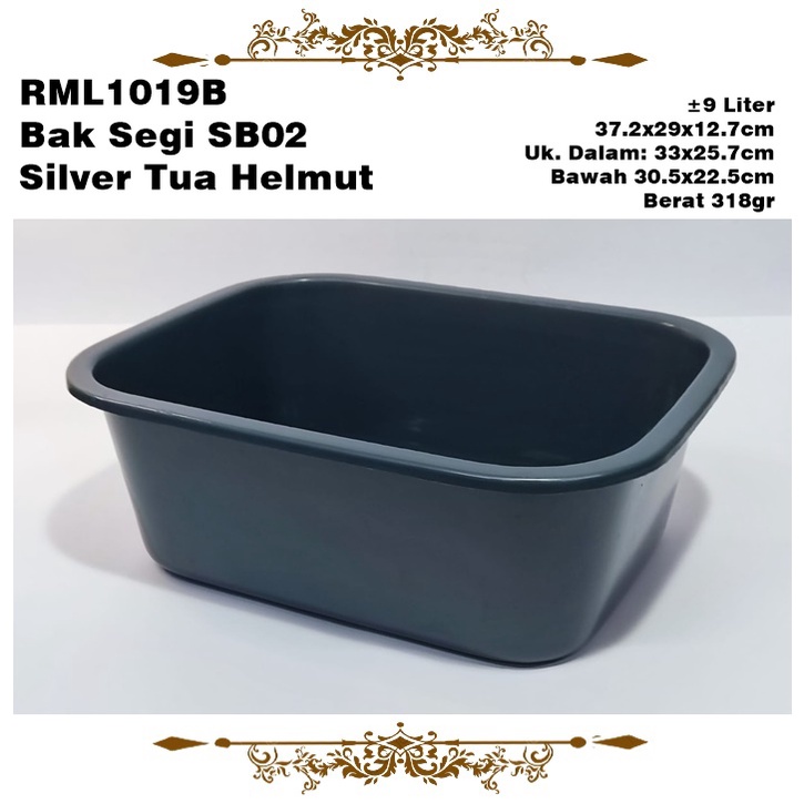 RML1019B Bak Segi/Bak Pasir Kucing SB02 Silver Tua Helmut ± 9 Liter