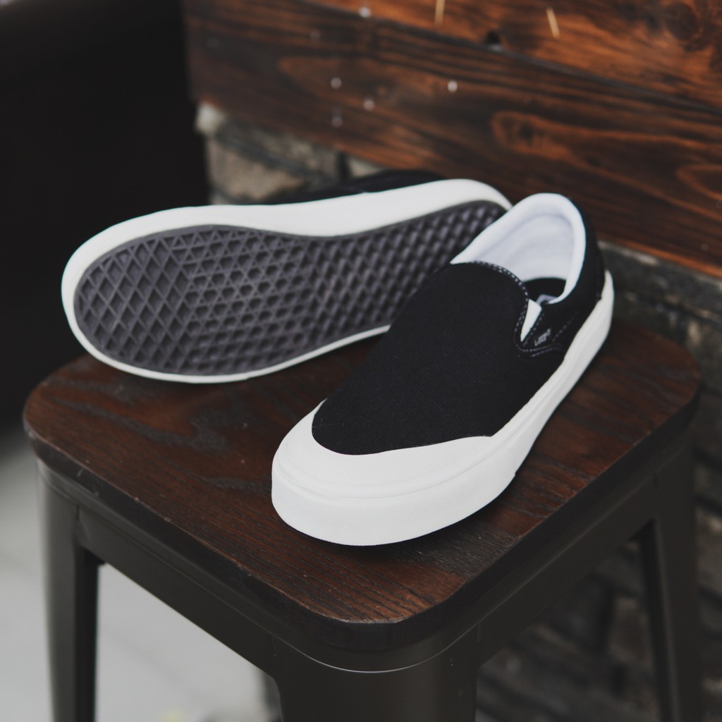 Sepatu Vans Slop Toe-Cap BW / Sneakers Pria Murah Tanpa Tali / Kasual Santai Sekolah Kuliah Hangout