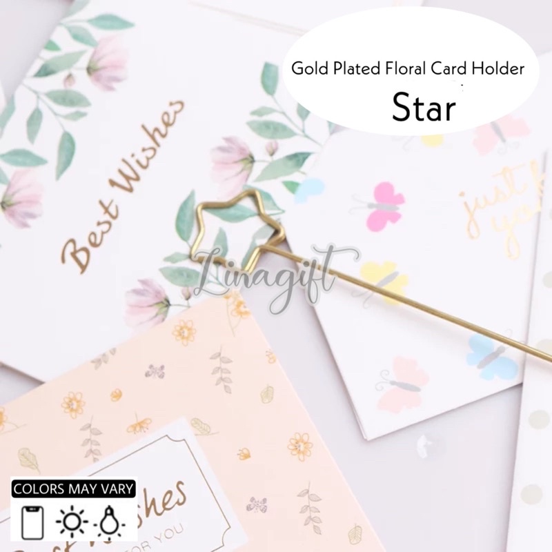 STICK CARD / KOREAN METAL FLOWER CARD HOLDER SHAPE HEART / ROUND / GAGANG KARTU UCAPAN - TANGKAI KARTU BULAT BUNDAR HATI VALENTINE MOTHERS DAY HARI IBU