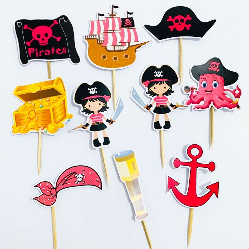 Bajak Laut Pirate Girl Topper Cupcake Birthday / Hiasan Kue Ulang Tahun