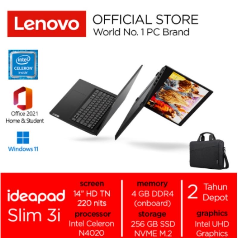 Jual Lenovo Ideapad Slim 3i 14igl05 7cid Ohs Celeron N4020 Win11 Home 4gb 256gb Ssd 14 Hd Tn