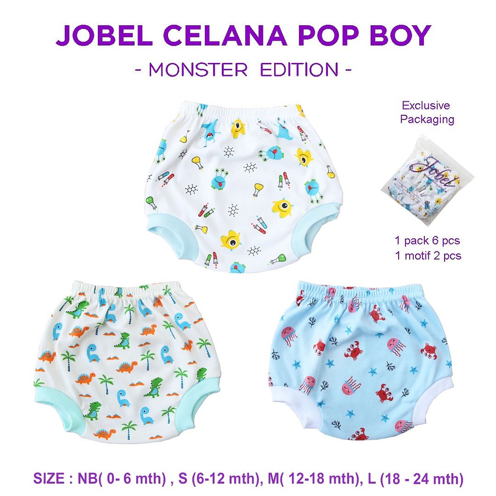 Kazel Jobel Celana Pop Bayi Baby Boy Monster Edition 6in1