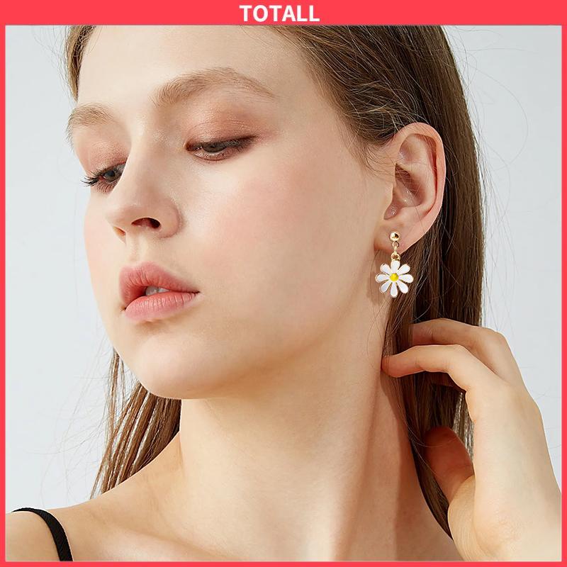 COD 925 Silver Daisy Earrings Fashion Anting Pejantan Bunga Matahari Manis Segar-Totall