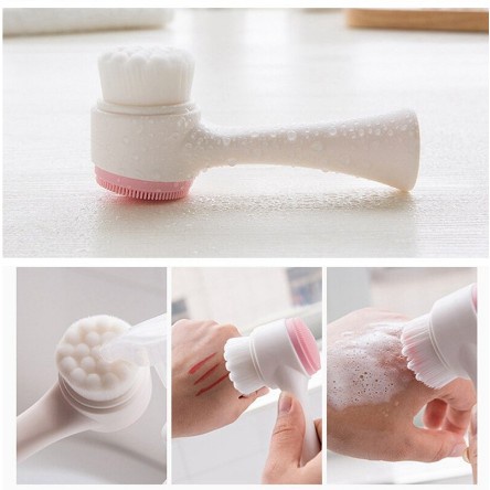 Facial Cleansing Brush 2 in 1 Alat pembersih wajah Bahan Silikon Lembut- Alat cuci muka MANUAL 10035