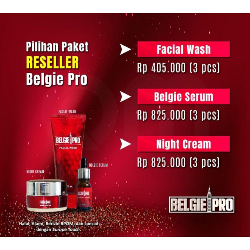 Belgie Pro ORIGINAL Facial Wash, Serum, dan Night Cream dari Eropa
