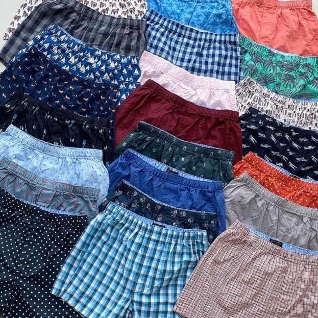 Hot Produk Boxer Branded Banana Republic Sale (3Pcs) Woven Cotton - Random Gelap, M Tbk
