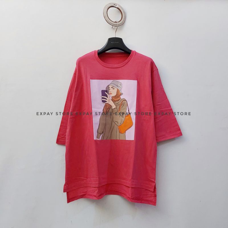 Kaos siku 7/8 kaos tumbIr top loose OVERSIZE Model panjang belakang