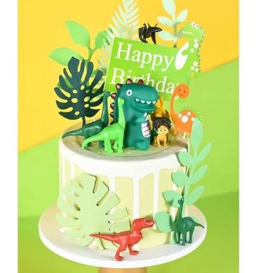 Stock Banyak Topper Daun Wildlife Jungle Forest Hutan Hijau Tropis Dino Hiasan Kue Cake ultah ulang 